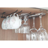 2 Suportes Organizadores Porta Taças de Encaixe Armário Utimil Aço Preto Brilhante